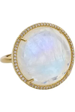Irene Neuwirth Anillo Classic en oro amarillo de 18kt con diamantes y piedra de luna
