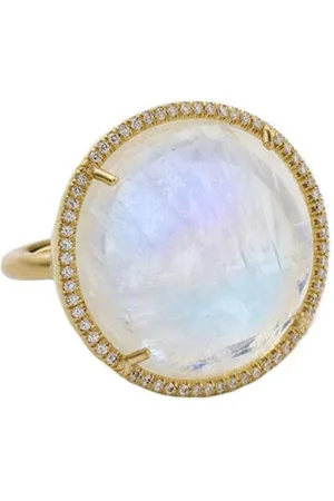 Irene Neuwirth Anillo Classic en oro amarillo de 18kt con diamantes y piedra de luna