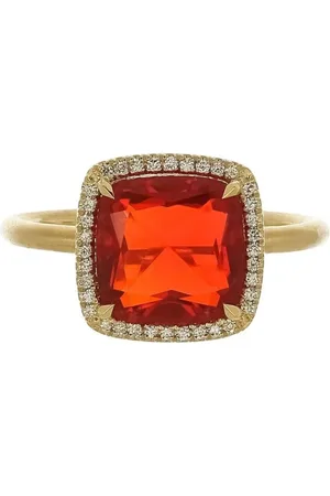 Irene Neuwirth Anillo One Of A Kind en oro amarillo de 18kt con diamantes y ópalo de fuego