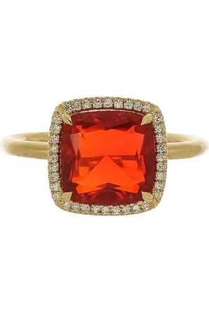 Irene Neuwirth Anillo One Of A Kind en oro amarillo de 18kt con diamantes y ópalo de fuego