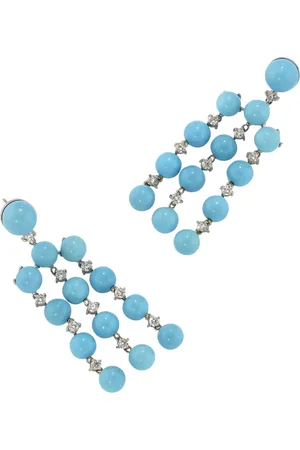 Irene Neuwirth Aretes Gumball en oro blanco de 18kt con turquesa