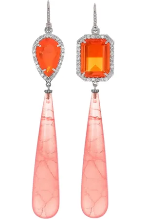 Irene Neuwirth Aretes One Of A Kind en oro blanco de 18kt con ópalo, rodocrosita y diamante