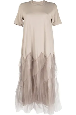 JNBY Vestido midi con panel de tul