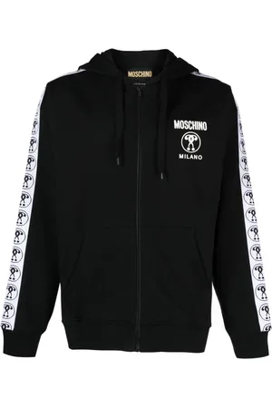 Moschino Hoodie con franja del logo y cierre