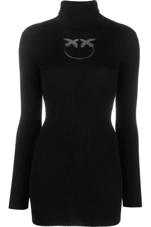 Pinko Suéter tejido con logo en intarsia y cuello vuelto