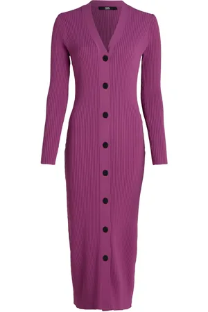Karl Lagerfeld Vestido largo de canalé con botones