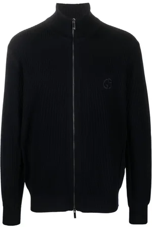 Giorgio Armani Cárdigan de canalé con logo bordado