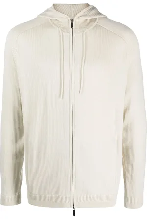 Emporio Armani Hoodie tejida canalé con cierre