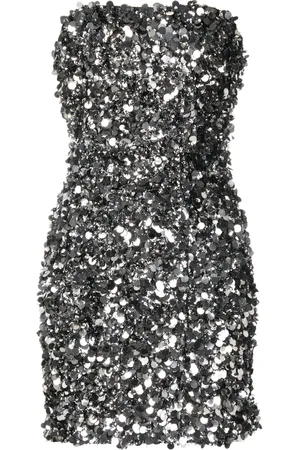 ROTATE Vestido corto estilo strapless con lentejuelas