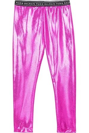 Balmain Leggins con acabado metalizado y logo estampado