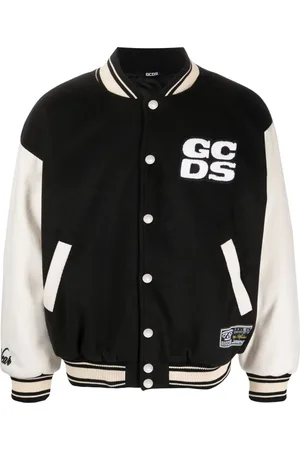 GCDS Chamarra bomber con parche del logo y diseño de dos tonos