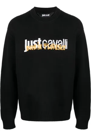 Roberto Cavalli Suéter tejido con logo en intarsia