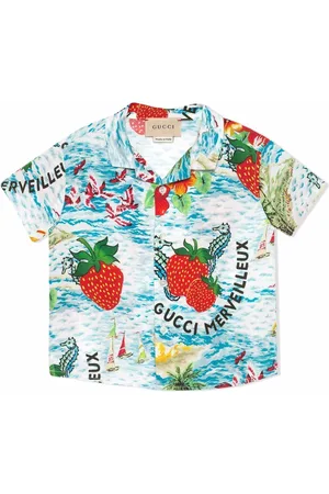 Gucci Camisa con fresas estampadas