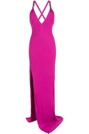 Tom Ford Vestido largo con cuello en V y abertura
