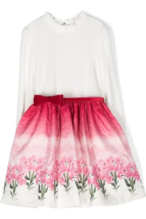 MONNALISA Vestido con cinturón y estampado floral