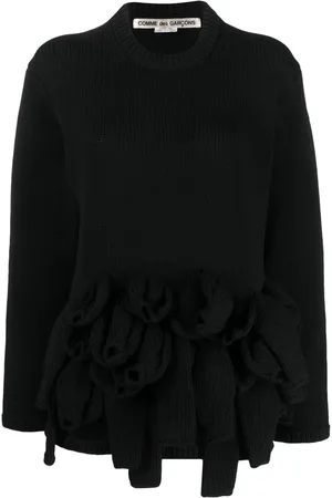 Comme des Garçons Suéter con detalle de apliques y cuello redondo