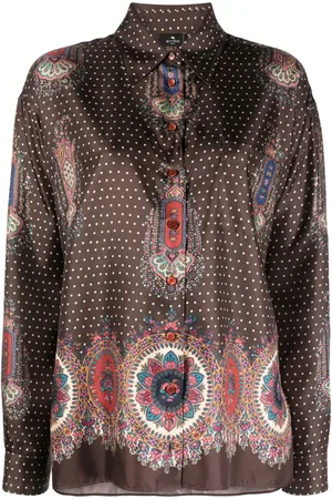 Etro Camisa de seda con cuello de pico y estampados