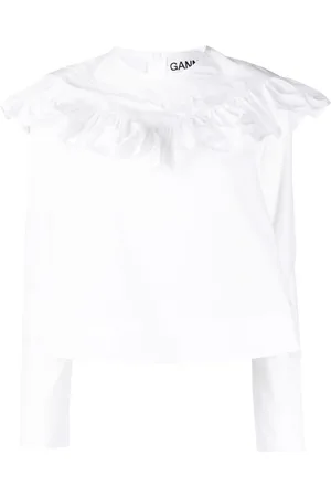 Ganni Blusa con ribete de volantes