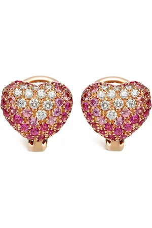 Leo Pizzo Aretes Amore en oro rosa de 18kt con diamantes y zafiro