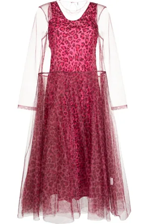 Molly Goddard Vestido midi con estampado de leopardo