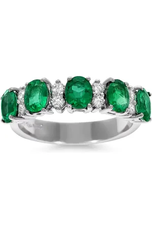 Leo Pizzo Anillo Eternity en oro blanco de 18kt con diamantes y esmeraldas