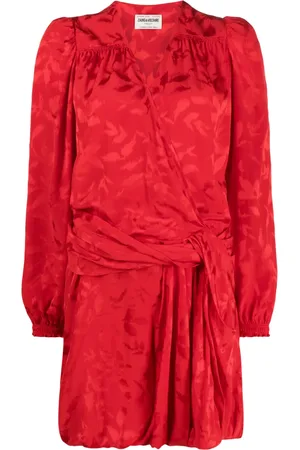Zadig & Voltaire Vestido corto con diseño cruzado y motivo floral en jacquard