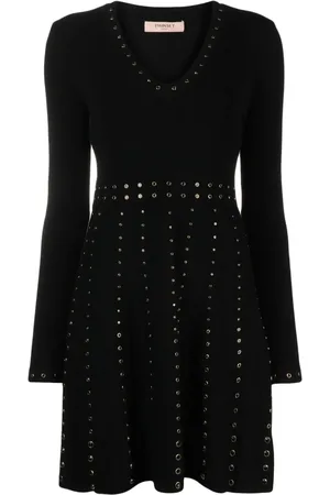Twin-Set Vestido corto con cuello en V y apliques