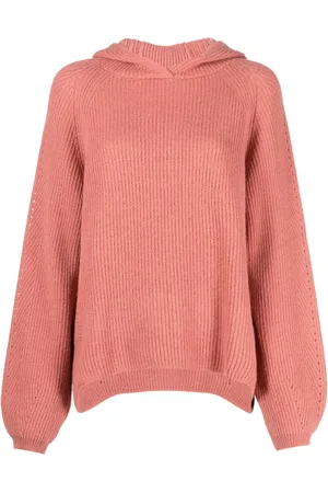 Twin-Set Hoodie tejida de canalé con mangas farol