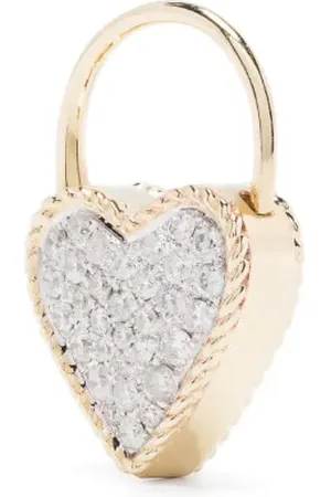 YVONNE LÉON Arete Creole Cadenas Coeur en oro amarillo de 9kt con diamante