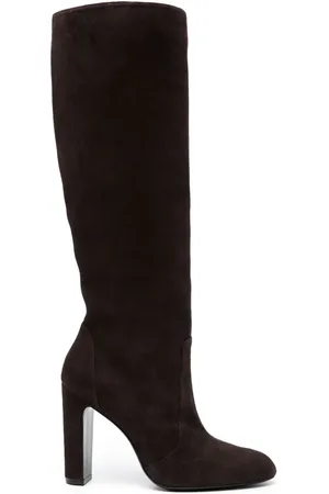 Stuart Weitzman Botas de gamuza con puntera redonda y tacón de 120mm