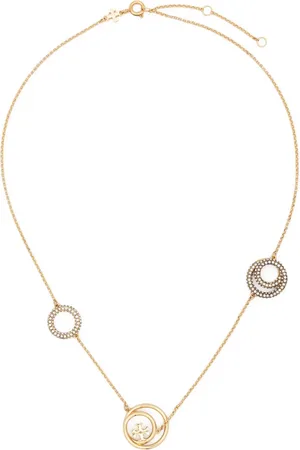 Tory Burch Collar con motivo Double T y cristal