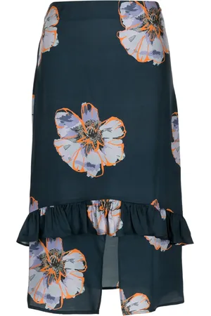 Paul Smith Falda midi con volantes y estampado floral