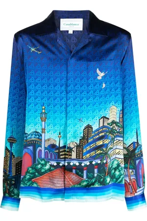 Casablanca Camisa de seda con cuello cubano