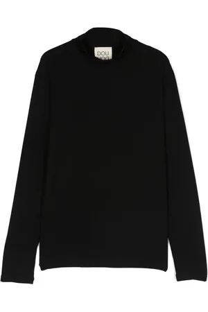 DOUUOD KIDS Sudadera con cuello de tortuga y logo bordado
