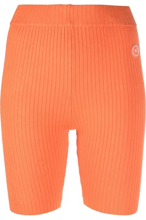 Sporty & Rich Shorts biker de canalé con parche del logo