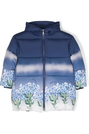 MONNALISA Chamarra capitonada con capucha y estampado floral