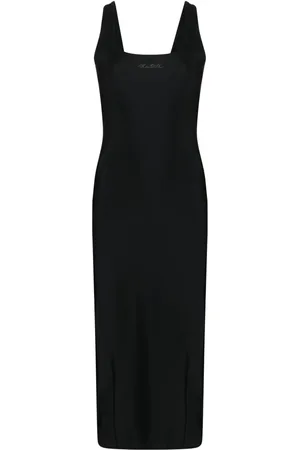 ROTATE Vestido midi con logo y detalles de cristal