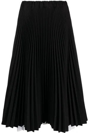 Plan C Falda midi con diseño plisado y dobladillo asimétrico