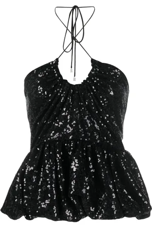 ROTATE Blusa con cuello halter y lentejuelas