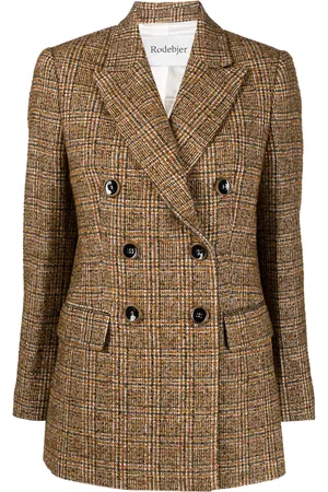 Rodebjer Blazer Como con doble botonadura y motivo de cuadros