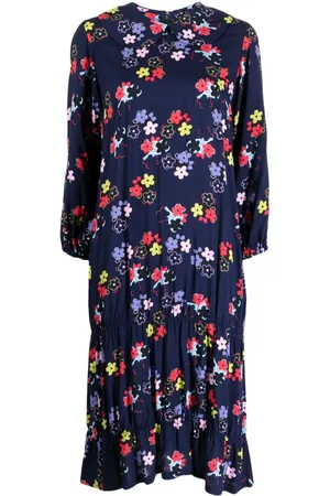 Comme des Garçons Vestido midi con estampado floral y cuello Peter Pan