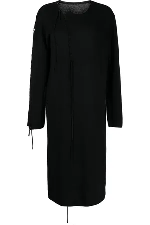 YOHJI YAMAMOTO Vestido midi manga larga con detalle de lazo