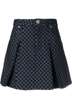 Balmain Falda de mezclilla corta con monograma en jacquard