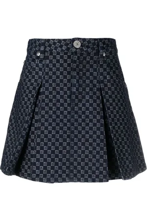 Balmain Falda de mezclilla corta con monograma en jacquard