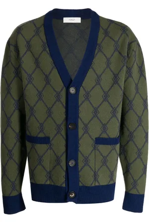 PRINGLE OF SCOTLAND Cárdigan con cuello en V y monograma en jacquard
