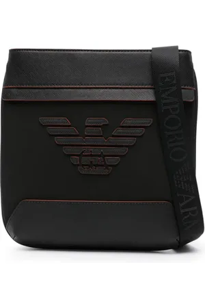 Emporio Armani Mochila tipo mensajero con parche del logo