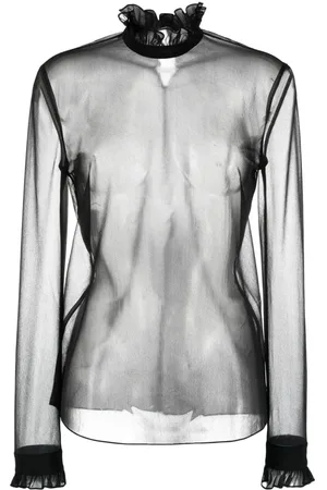 Serafini Blusa semitransparente con volantes