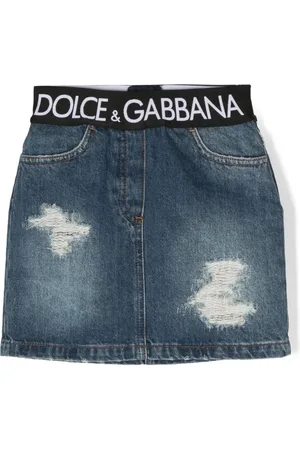 Dolce & Gabbana Falda corta de mezclilla con parche del logo