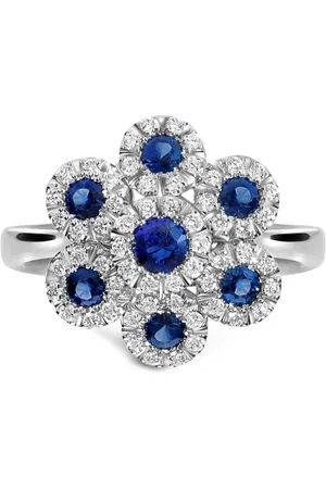 Leo Pizzo Anillo en oro blanco de 18kt con diamantes y zafiros