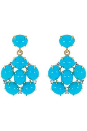 Irene Neuwirth Aretes Kingman en oro amarillo de 18kt con turquesa y diamante